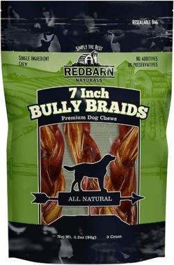 Redbarn Braided Bully Stick 7" Dog Chew 3 pack