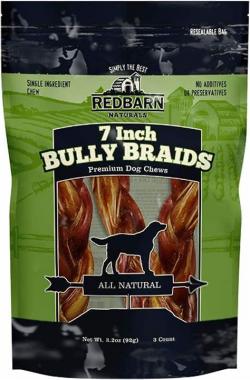 Redbarn Braided Bully Stick 7" Dog Chew 3 pack