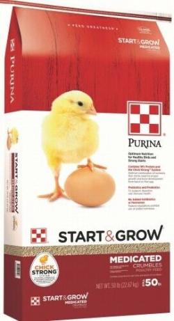 Purina Start & Grow Medicated Chicken Feed 50 lb bag