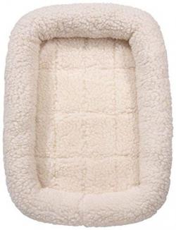 Slumber Pet Sherpa Large Crate Bed 42x28 in Natural