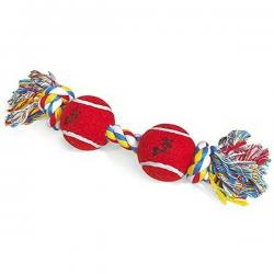 Zanies Knotted 13 inch Rope Bone with Tennis Balls Dog Toy