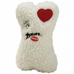 Zanies White Embroidered Berber Bone Plush Dog Toy