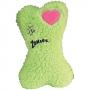 Zanies Green Embroidered Berber Bone Plush Dog Toy