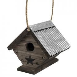 Rustic Farmhouse Galvanized Roof Wren Birdhouse