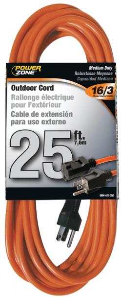 Power Zone 16\3 Medium Duty Outdoor Extension Cord 25 feet