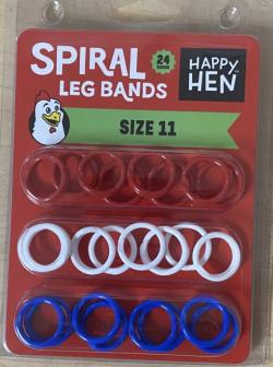 Happy Hen Spiral  Size 11 Leg Bands 24 Pack